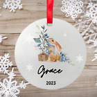 Girls Christmas Ornament - Personalized Bunny Christmas Ornament