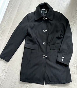 Hillary Radley Coat Black Hook & Gunmetal Wide Collar Size Medium - Picture 1 of 4