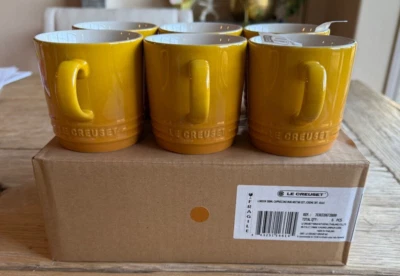 Juego de 6 tazas de capuchino Le Creuset de gres London de 6 oz amarillo néctar NUEVO Foto 1 de 4