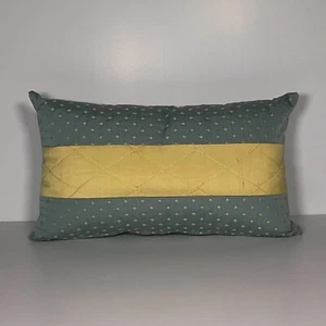 Blue Checked Lumbar Pillow, Silk Insert, 10"x16", Includes Pillow Form - Picture 1 of 3