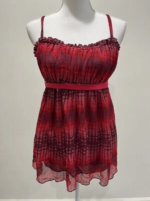 Top Babydoll transparente vintage para mujer Y2K talla M rojo oscuro hada caprichosa corbata Foto 1 de 4