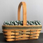1998 LONGABERGER Small 25th Anniversary Tour Basket w/ Liner & Protector Green