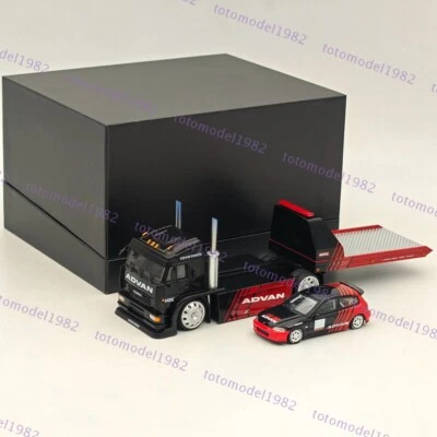 SH 1:64 KAMA3 Tow Truck Advan Version with Civic EK9 Diecast Model Car - Image 1 of 4