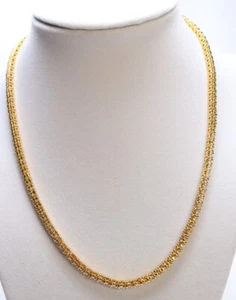 FAS Signed Gold over .925 Sterling 3mm Cubic Zirconia Tennis Necklace $195 New - Picture 1 of 5