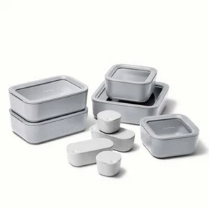 CARAWAY HOME Food Storage 14-Piece Residential Container Ceramic Glass Set Gray - Picture 1 of 8