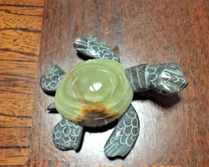 Vintage Marble Stone Hand Carved Sea Turtle Agate 3 Inches Long Cayman Islands - Picture 1 of 8