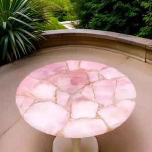 12" Pink Rose Quartz Stone Coffee Table Luxury Furniture Centerpiece Table Decor - Picture 1 of 10