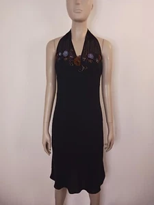 Vintage Nine West Dress Sz 4 Black Maxi Sheath Bodycon Sleeveless Halter V Neck - Picture 1 of 16