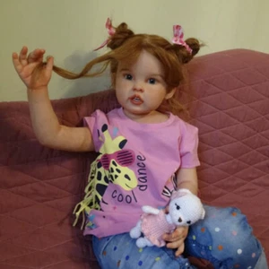 Bambola neonato 30 pollici bambina capelli radicati a mano giocattolo fatto a mano con corpo in stoffa - Foto 1 di 4