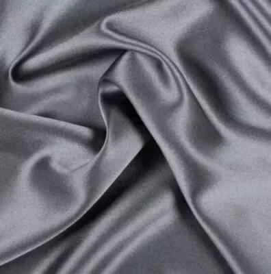 Charmeuse Satin Fabric Stretch | 58" Wide | Silky, Bridal | By Yard Charcoal - Image 1 of 4