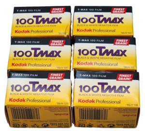 Lot of 6 Kodak Tmax ISO 100 36 Exp Black & White Negative  Film 135-36 Expired - Picture 1 of 6