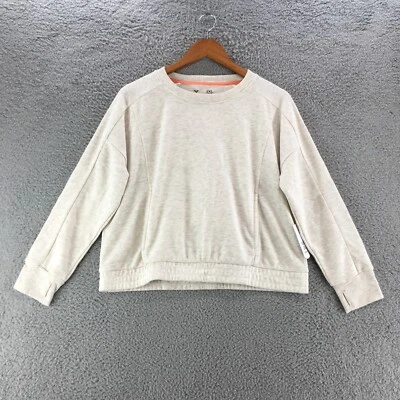 Pulôver Xersion moletom feminino 2XL bege manga longa gola redonda cropped novo com etiquetas - Imagem 1 de 4