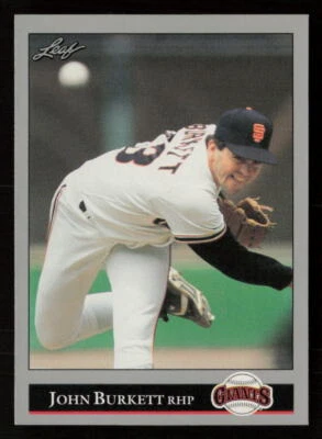 John Burkett 1992 Leaf #179 San Francisco Giants Baseball Card - Image 1 of 2