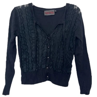 Voodoo Vixen Witchy Whimsigoth Lace Cardigan Women's Medium Black Long Sleeve Foto 1 de 4