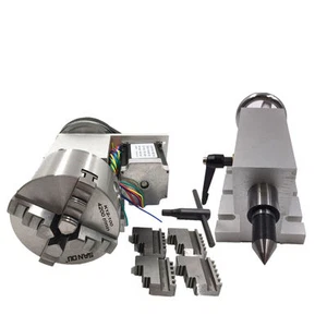 CNC Router Rotational Rotary Axis Hollow Shaft 100mm 4Jaw Nema23 Motor Tailstock - Picture 1 of 12