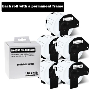 Etiquetas de dirección pequeñas troqueladas de 5 rollos para Brother QL-500 QL-550 2,4 x 1,1 pulgadas - Imagen 1 de 22