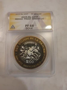 2005 MEXICO 100 PESOS QUIJOTE DE LA MANCHA PF-68 ULTRA Low MINTAGE SILVER Center - Picture 1 of 2