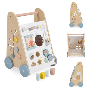 Vagón de juego y aprendizaje Moni 2145 madera, ayuda para correr, centro de juegos de motor, moldes