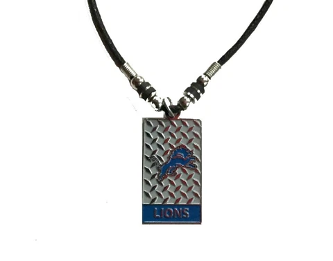 NFL Detroit Lions Gridiron Plate Necklace by Siskiyou Sports, 18"  Unisex Cover