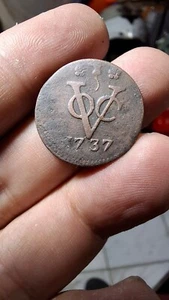 Dutch Netherlands Colonial VOC Duit 1737 WestfriesLand NewYork Penny Coin a.61 - Picture 1 of 2