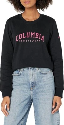 NOVO Moletom Feminino Columbia Trek Gola Redonda Preto Rosa Tamanho Grande MSRP $50 - Imagem 1 de 4