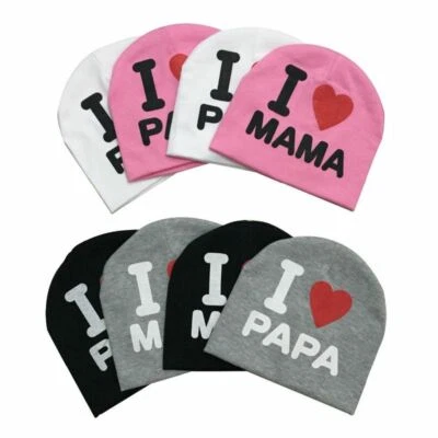 MARKENLOS Mädchen Jungen Kleinkinder Soft Cotton Mütze I LOVE MAMA/PAPA Pattern Warm Hat