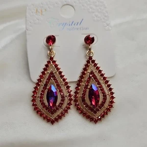 Crystal Collection elegante Damen-Ohrhänger rot lila AB Strass Ohrhänger - Bild 1 von 6