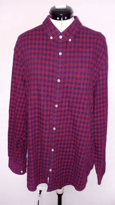 Penguin Men`s Navy Blue/Red Plaid Cotton Dress Shirt size XL - Image 1 of 4
