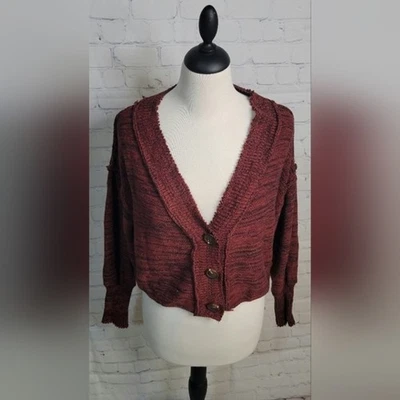 Cárdigan suéter con botones recortados para mujer Urban Outfitters talla pequeña rojo granate preppy Foto 1 de 4