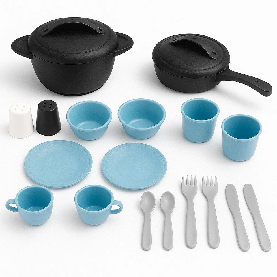 NUEVO Step2 plástico azul platos cubiertos tazas platos cuencos cocina juguete juego de piezas Foto 1 de 1