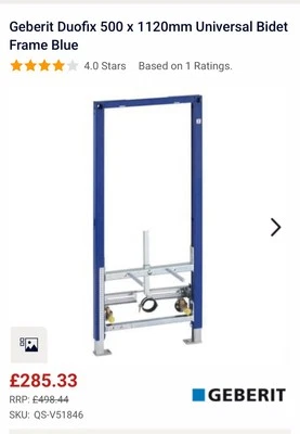 Geberit Duofix 500 x 1120mm Universal Bidet Frame Blue - Image 1 of 2