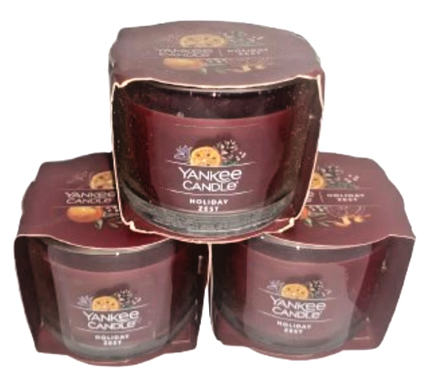 YANKEE свеча 3 x праздник ZEST мини свечи 1,3 унций в прозрачном стекле Бесплатная доставка - Изображение 1 из 1