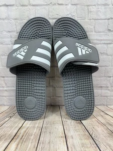 Adidas Adissage Gray White Slide Sandal Men’s Sz 16 HQ4373 Flip Flop Comfort - Picture 1 of 13