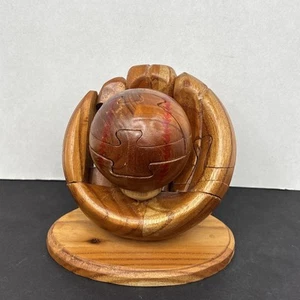 3D Wooden Puzzle Jigsaw Baseball Ball and Mitt Sandalwood Sandal Wood Art - Picture 1 of 6