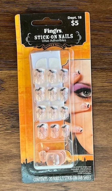 ¡NUEVO!~Disfraz de Halloween "Murciélago" Uñas Adhesivas~20 Uñas 1 Hoja Palo en Pestaña Foto 1 de 1