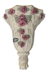 Vintage Chantilly China porcelain Decor Wall Hanging Shelf With Applied Flowers - Picture 1 of 13