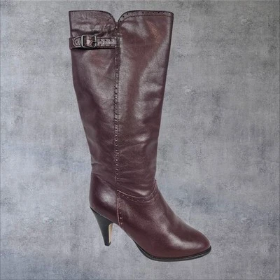 Vintage 70s Bootalinos by Corelli Burgundy Leather Mid Calf Tall Boots Size 6 - Image 1 of 4