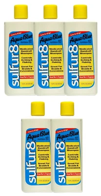 (Paquete de 5) Champú anticaspa medicado azul aguamarina azufre 8 7,5 oz cada uno anticaspa Foto 1 de 2