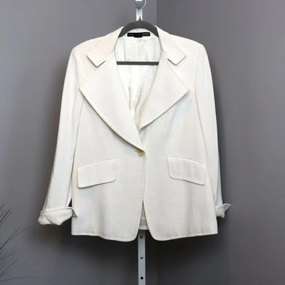 Jaqueta Blazer Ellen Tracy Marfim Botão Único Tamanho 10 - Imagem 1 de 3