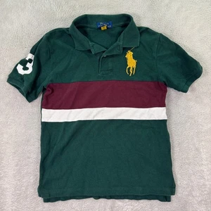 Polo Ralph Lauren Kids Boys Polo Shirt M (10-12) Green Burgundy Big Pony #3 EUC - Picture 1 of 8