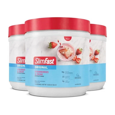 Сменный порошок SlimFast Meal, оригинальная клубника и сливки, потеря веса - Изображение 1 из 4