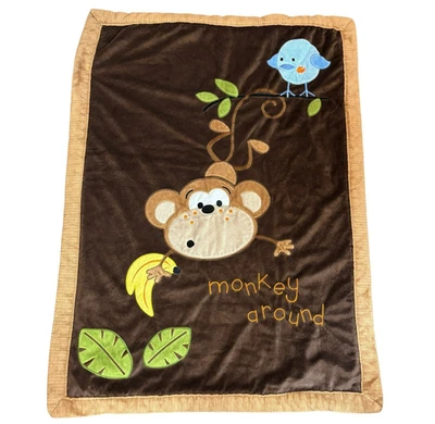 Cobertor de bebê KOALA BABY macaco ao redor marrom Sherpa 2010 Geoffrey Babies R Us - Imagem 1 de 4