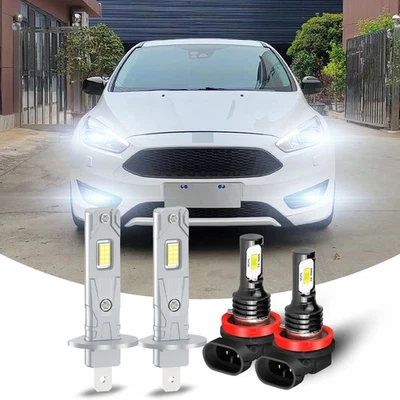 Faro LED blanco bombillas altas bajas Fit Ford Focus SE sedán 4 puertas 2,0 L 2012-2018 Foto 1 de 4