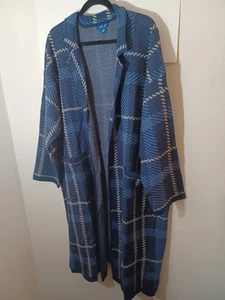 Liz And Me Coat Length Open Front Cardigan Plaid New No Tags Size 3X  - Picture 1 of 14
