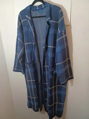 Cárdigan Liz And Me Largo Abrigo Frente Abierto Cuadros Nuevo Sin Etiquetas Talla 3X  Foto 1 de 4