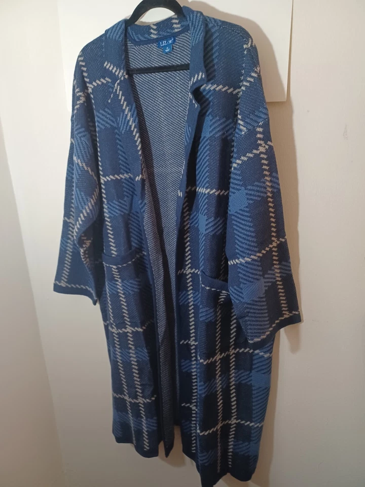 Cárdigan Liz And Me Largo Abrigo Frente Abierto Cuadros Nuevo Sin Etiquetas Talla 3X  Foto 1 de 4