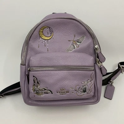 COACH Lavender Mini Leather Charlie Backpack Purse Bag With Chelsea Champlain - Image 1 of 4