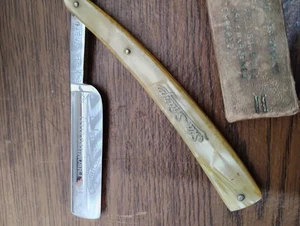 Antique. Sta-Sharp Straight Razor Chromized Silver Steel Never Used With Box B11 - Picture 1 of 6