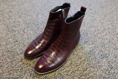 Botas planas Club Monaco Trycia de cuero en relieve - Borgoña - Talla 7,5 (38) Foto 1 de 4