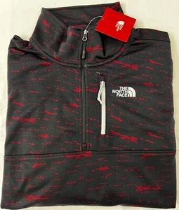 NWT The North Face Mens Medium Black/Red Camo 1/2 Zip Pullover - Picture 1 of 6